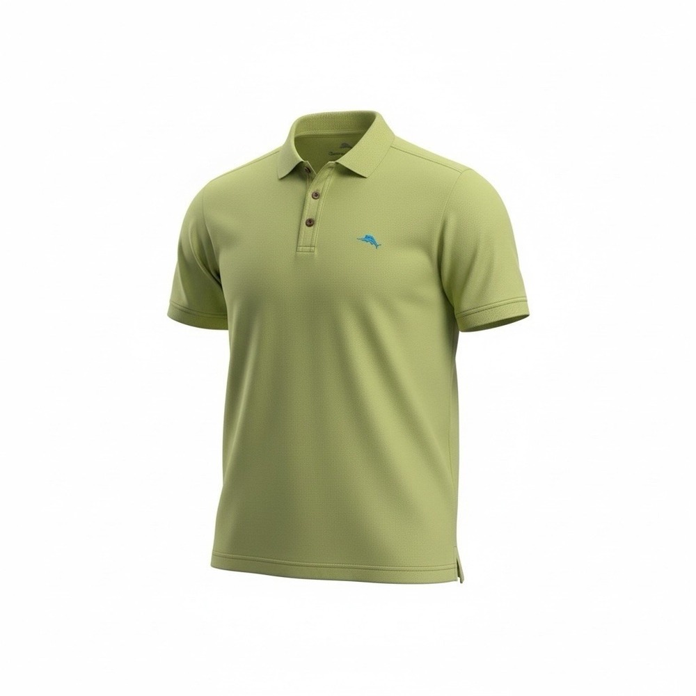 Tommy Bahama Men's LG Green Short Sleeve Polo Shirt Supima Cotton Blend Marlin